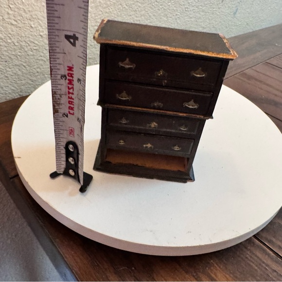 Vintage dollhouse furniture wooden dresser missing bottom drawer - Picture 3 of 4